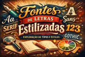 Fontes de letras estilizadas com diferentes tipos e estilos tipográficos para design e redes sociais